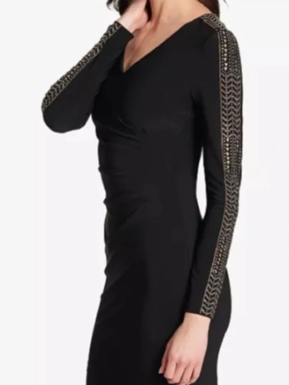 Guess Black Embellished Long Sleeve Bodycon Dress Size 6